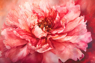 Liquid art alcohol inc drawing of a blooming pink peony. Beautiful abstract floral background. Blossom flower colorful background for wallpaper, posters or product packaging. Generative AI