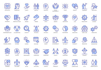 Core Values Blue Icons Set