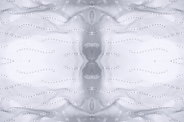 Seamless kaleidoscope. The fabric is silky white and gray. An ultra-modern print and a delicate,...