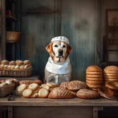 Baker dog. Generative AI.