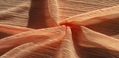 texture, background, pattern, collection, wrinkled silk fabric champagne (pale fawn). 3D pleated,...