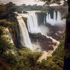 Iguazu waterfalls. Generative AI.