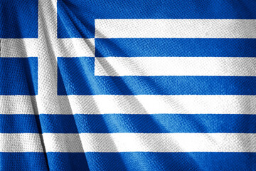 Fototapeta na wymiar Greece flag on towel surface illustration