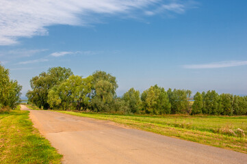 Fototapeta na wymiar Summer landscape, local road, end of August. European part of the world