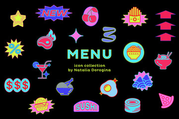set of food menu icons