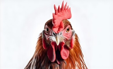 Rooster on a white background. Generative AI.