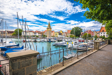 Town of Lindau on Bodensee lake panoramic view