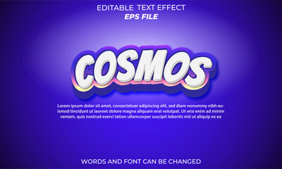 cosmos text effect, font editable, typography, 3d text. vector template