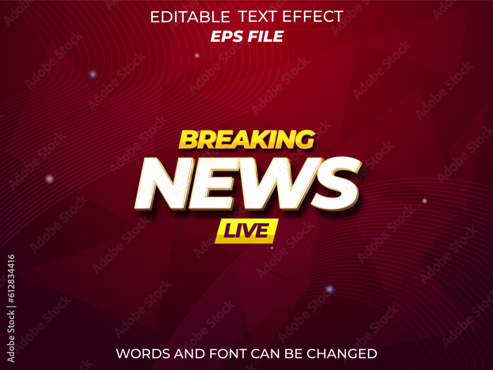 Poster breaking news text effect, font editable, typography, 3d text. vector template