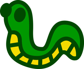 Worm green and yellow cute cartoon