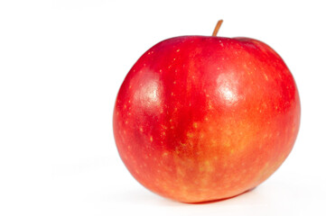 Apple on a white background. They contain pectin, quercetin, procyanidins, and vitamin C, which are beneficial in preventing cancer and disease.