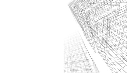 Abstract buildings. Architectural background 3d illustration