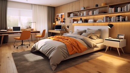 Bedroom interior design in a modern and elegant style. Generative AI