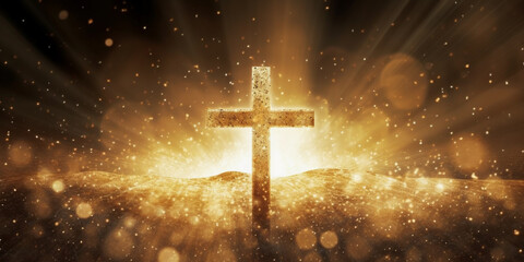 fulgor religious cross in abstract wallpaper Image ai generate