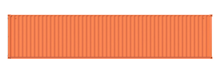 Ship cargo container 40 feet length. Brown metallic freight box. Marine logistics, harbor warehouse, customs, transport shipping concept. Png clipart isolated on transparent background