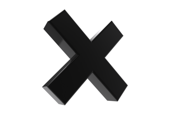 Cross Mark isolated on transparent background