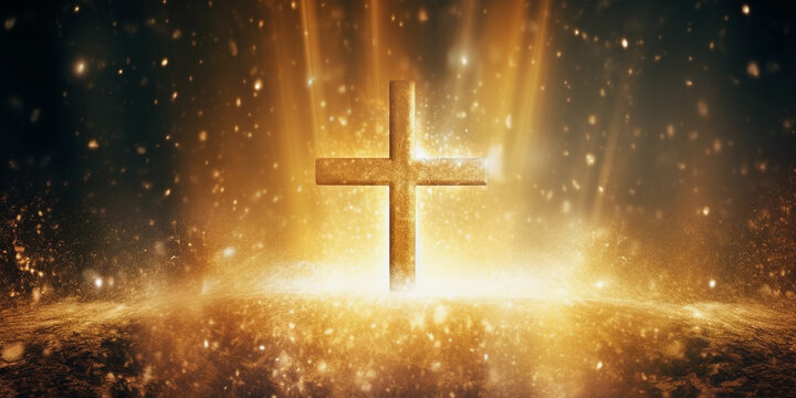 fulgor religious cross in abstract wallpaper Image ai generate
