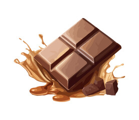 Sweet chocolate dessert with creamy milk sauce