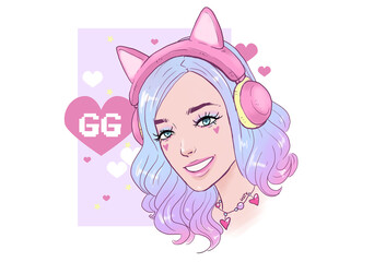 Good game. Portrait of the girl gamer. 