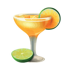 Juicy citrus cocktail with lime and lemon slice