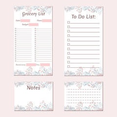 Cute Flower Minimalist Stationery Set, Grocery List, To Do List, Notes, Memo