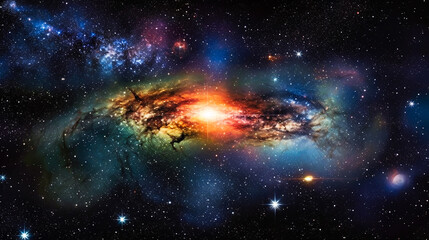 Fototapeta premium Images of distant galaxies taken with a telescope suspended in earth orbit. AI generativ.