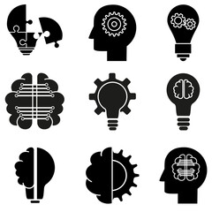 Creativity icon vector set. Innovation illustration sign collection. Development symbol or logo.