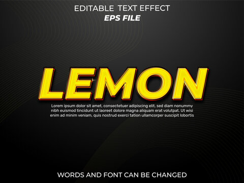 lemon text effect, font editable, typography, 3d text. vector template