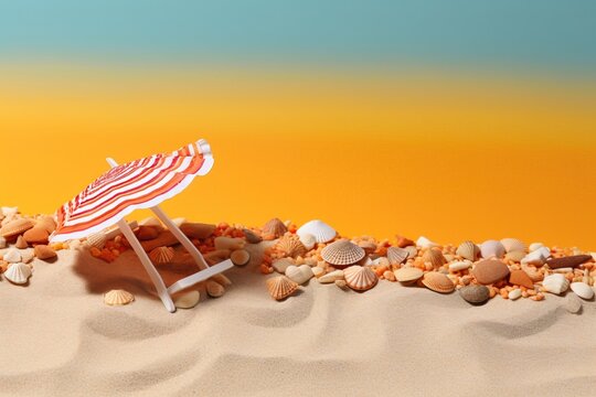 photo summer beach made from different materials. Generative AI