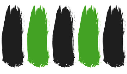 Top view, Set green black stroke of paint brushes isolated white background for design stock photo, vector multicolor paint, ink brush stroke, texture, illustration
