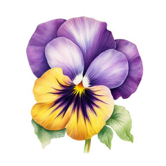 Beautiful Pansy in pencil color illustration png clip art AI generate no background 