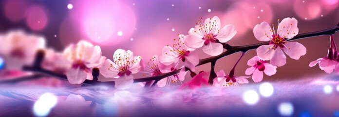 Obraz na płótnie Canvas White and blush cherry blossom background. Generative AI