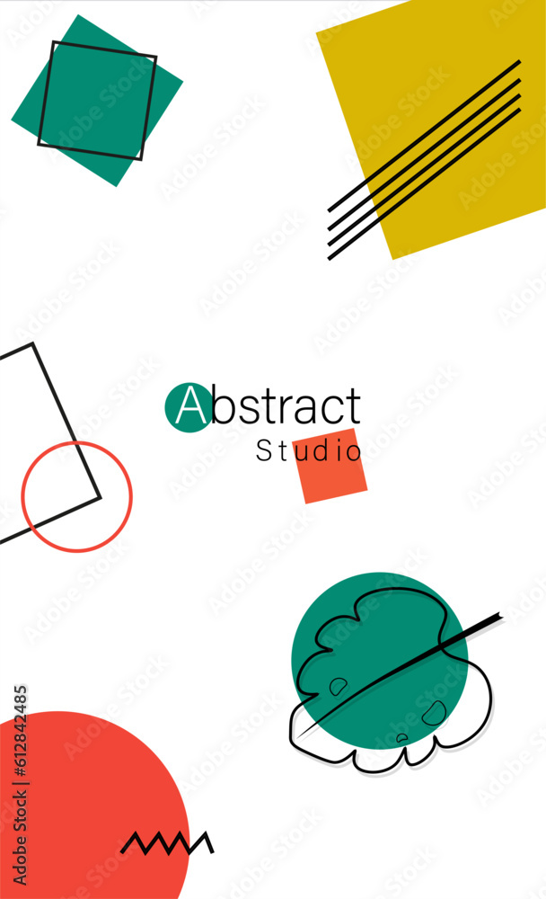Wall mural abstract banner with geometric figures. art and creativity from shapes. design element for invitatio