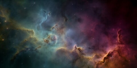 Fototapeta na wymiar Beautiful nebula in cosmos far away. Retouched image. Elements of this image furnished by NASA, Generative AI