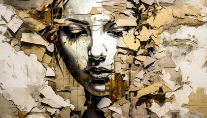 Woman in Acrylic Synthography Illustration Abstract Generative AI KI Wallpaper Digital Art Background Journal Graphic
