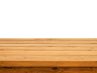 Empty wooden table on white background. Table background