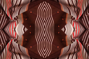 Texture, pattern, collection, silk fabric, brown background with a striped pattern of white and red...