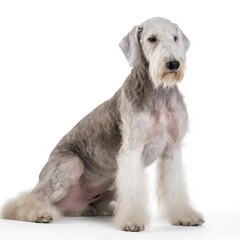 Bedlington Terrier dog isolated on white background. Generative AI