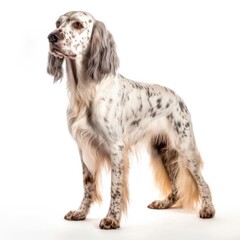 English Setter dog isolated on white background. Generative AI