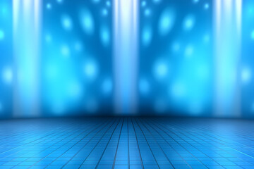 Abstract glams cerulean blue glitter stage wallpaper background with copyspace. Generative ai.