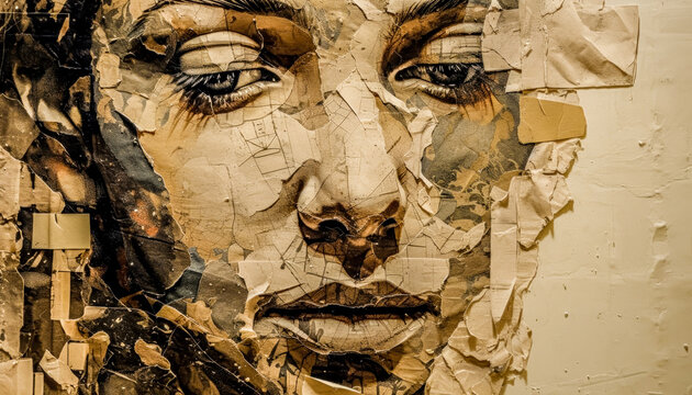 Fototapeta Woman in Acrylic Synthography Illustration Abstract Generative AI KI Wallpaper Digital Art Background Journal Graphic