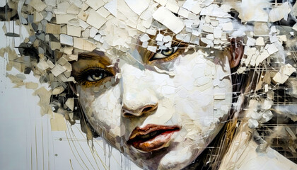 Woman in Acrylic Synthography Illustration Abstract Generative AI KI Wallpaper Digital Art Background Journal Graphic