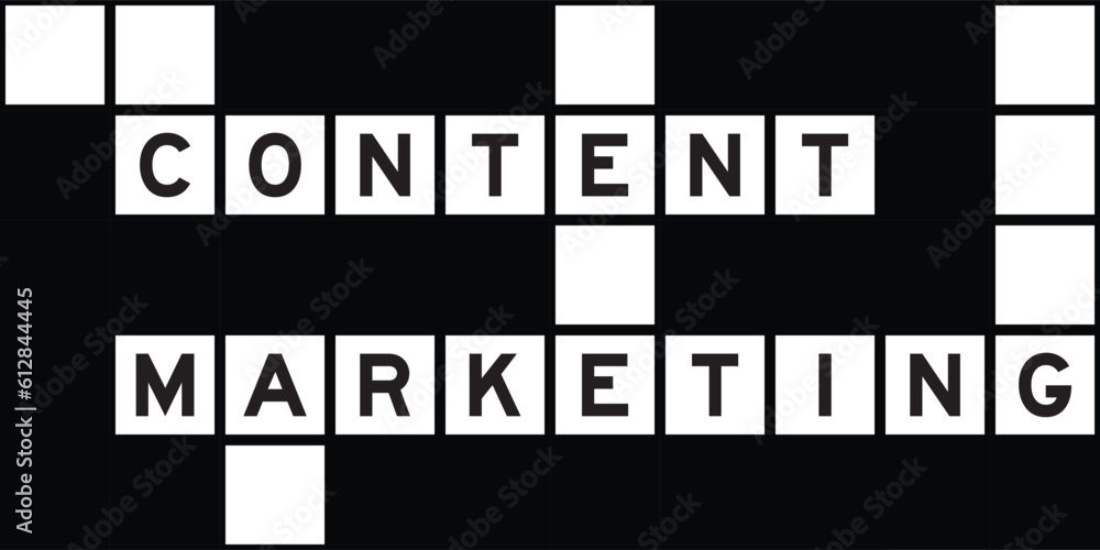 Poster Alphabet letter in word content marketing on crossword puzzle background