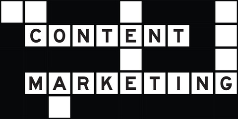 Alphabet letter in word content marketing on crossword puzzle background