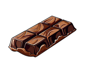 Dark chocolate slice, isolated on white background