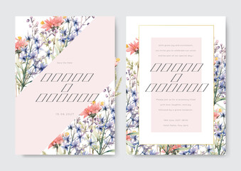 Rustic wedding card with beautiful floral and leaves template