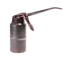 Old dirty oil can isolated from the background