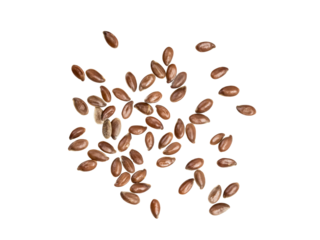 Some linseeds or flax seed spread out on isolated background seen from above