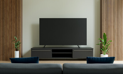 Smart tv in living room, 3D illustration rendering