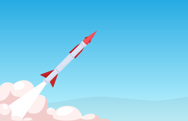 Military rocket. A long-range technological precision weapon with a rocket engine. Cruise and ballistic missiles. Vector illustration